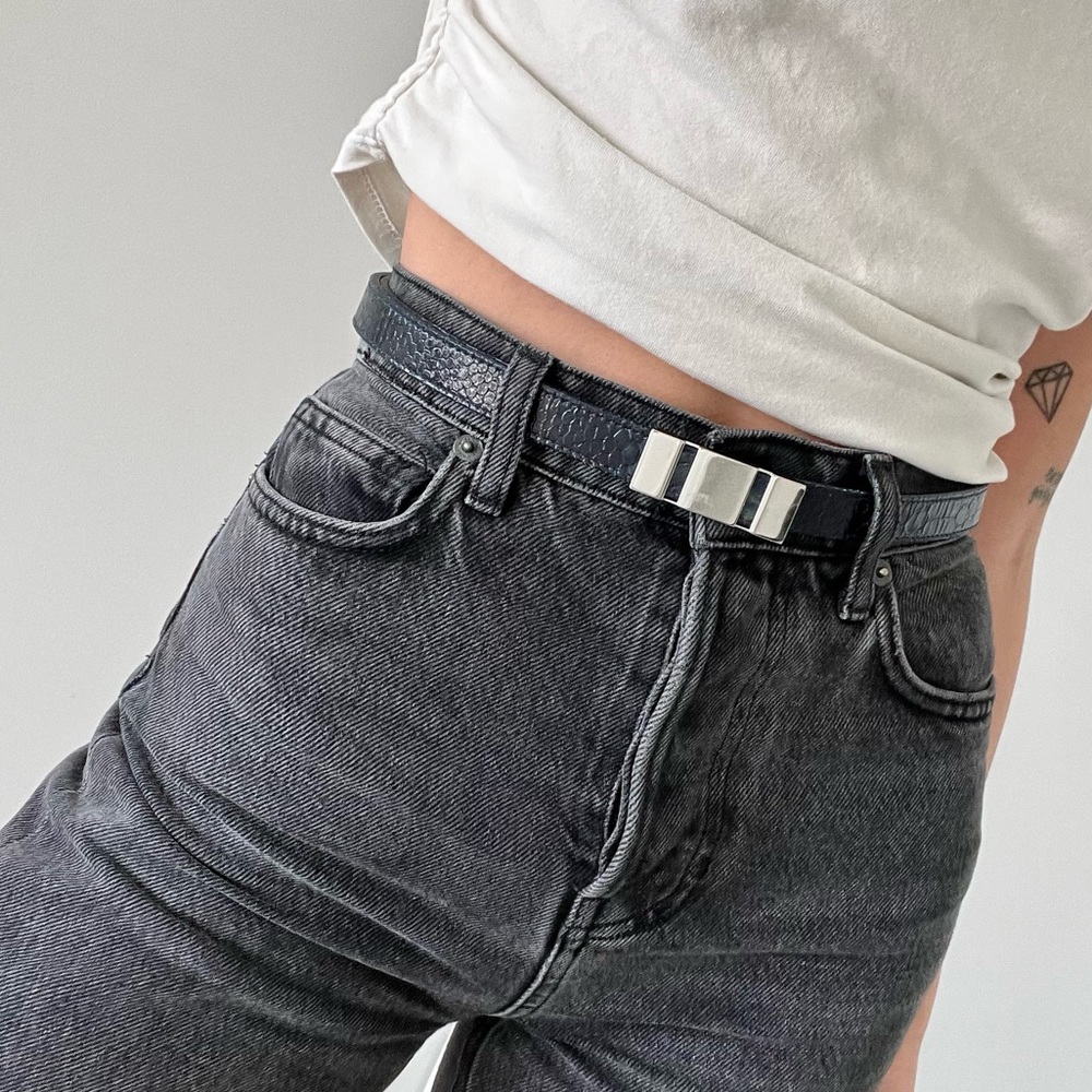 Elie Tahari Mock Snakeskin Genuine Leather Belt